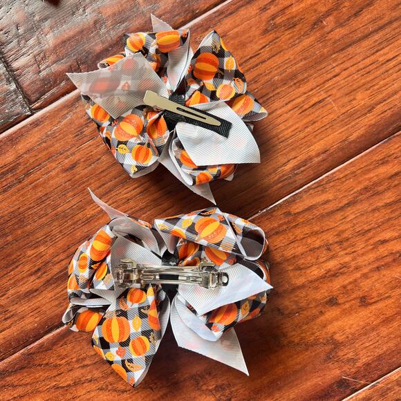 Double Stack Hair Bow BuggaBooBows 6"bow and 5" bow Pumpkin Buffalo‎ Check - Picture 3 of 3